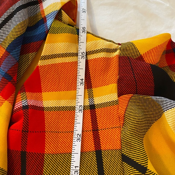 New York & Company Yellow Plaid Long Sleeve Dress - Picture 4 of 8